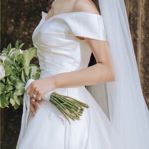 Elegant White Off-Shoulder Wedding Dress